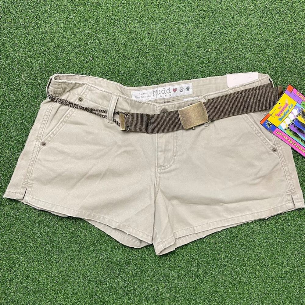 Vintage Y2K 2000s NWT Mudd Khaki Cargo Utility Style Low Rise Shorts Sz 11